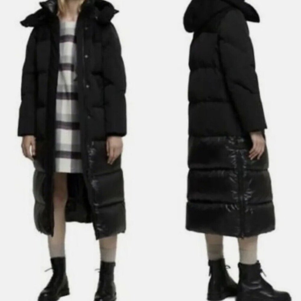 WOOLRICH Aurora Long Parka Coat Black Water Repellent 800 Fill Power Down Medium